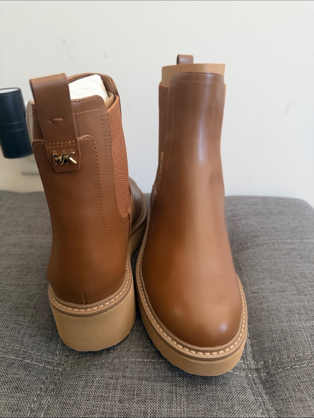 Brand New - Never Worn Michael Kors Cognac Leather Chelsea Platform Booties